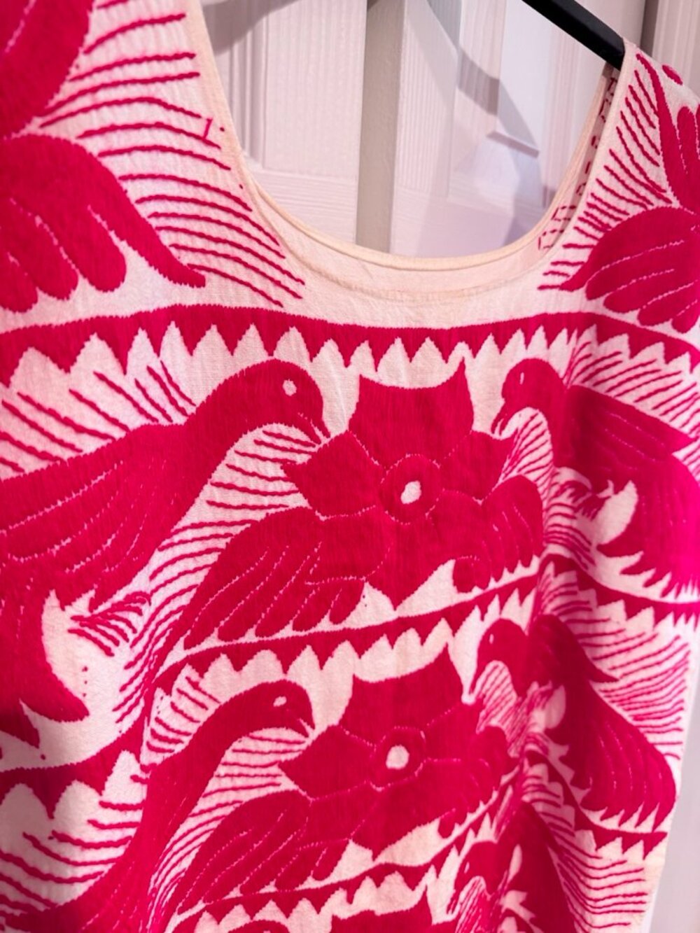 Huipil Dress Oaxacan Jalapa de Diaz Vintage Hand-embroidered Handmade Magenta - Picture 4 of 8